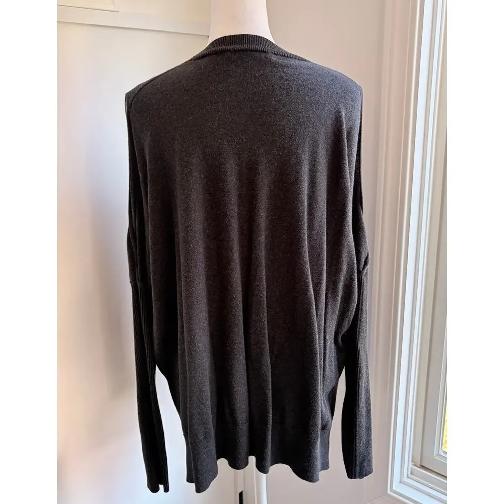 AllSaints Reya Jumper Dark Gray Sweater Cold Shoulder‎ Large Designer Casual
